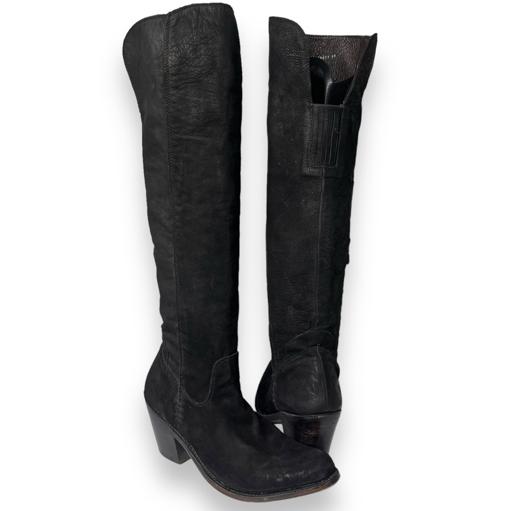LIBERTY BLACK Suede Leather Tall Over-The-Knee Heeled Western Boots 8.5